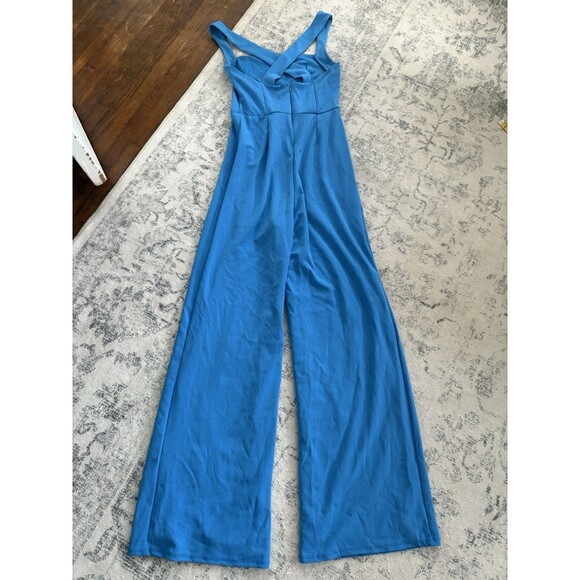 Lulus Glamorous Dedication Blue Sleeveless Wide-Length Jumpsuit Size Medium Sexy - Picture 3 of 8